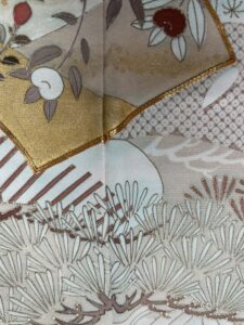 着物の緑青シミ 染み抜き前