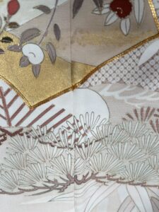 着物の緑青のシミ 染み抜き後